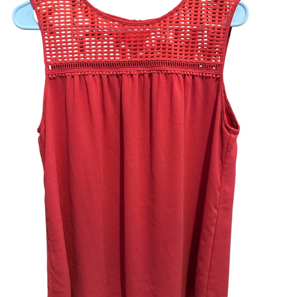 Francesca's Collections Red Tank Top with Mesh Detail